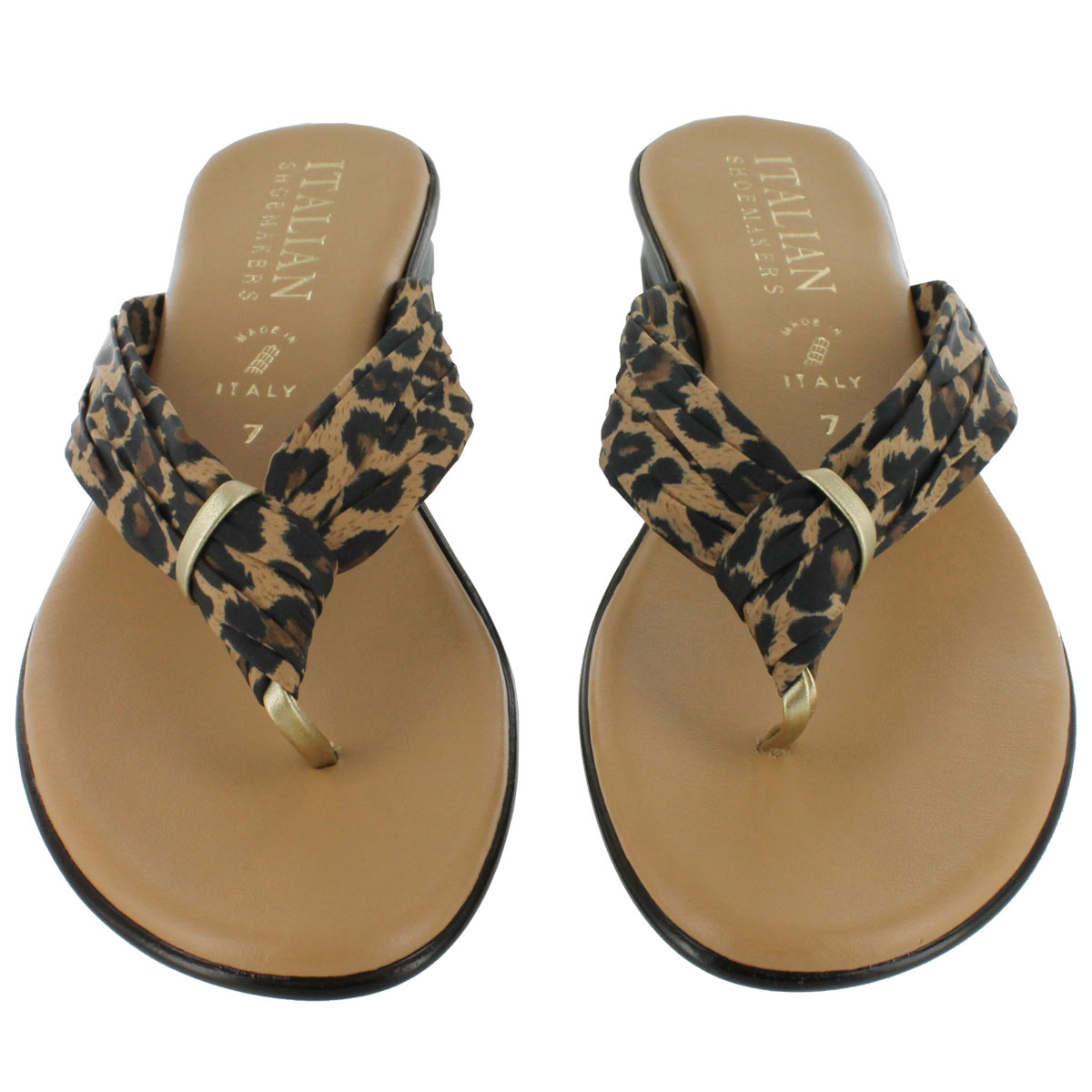 Italian Shoemakers Women's CROSS VAMP leopard print thong sandals 169 ...