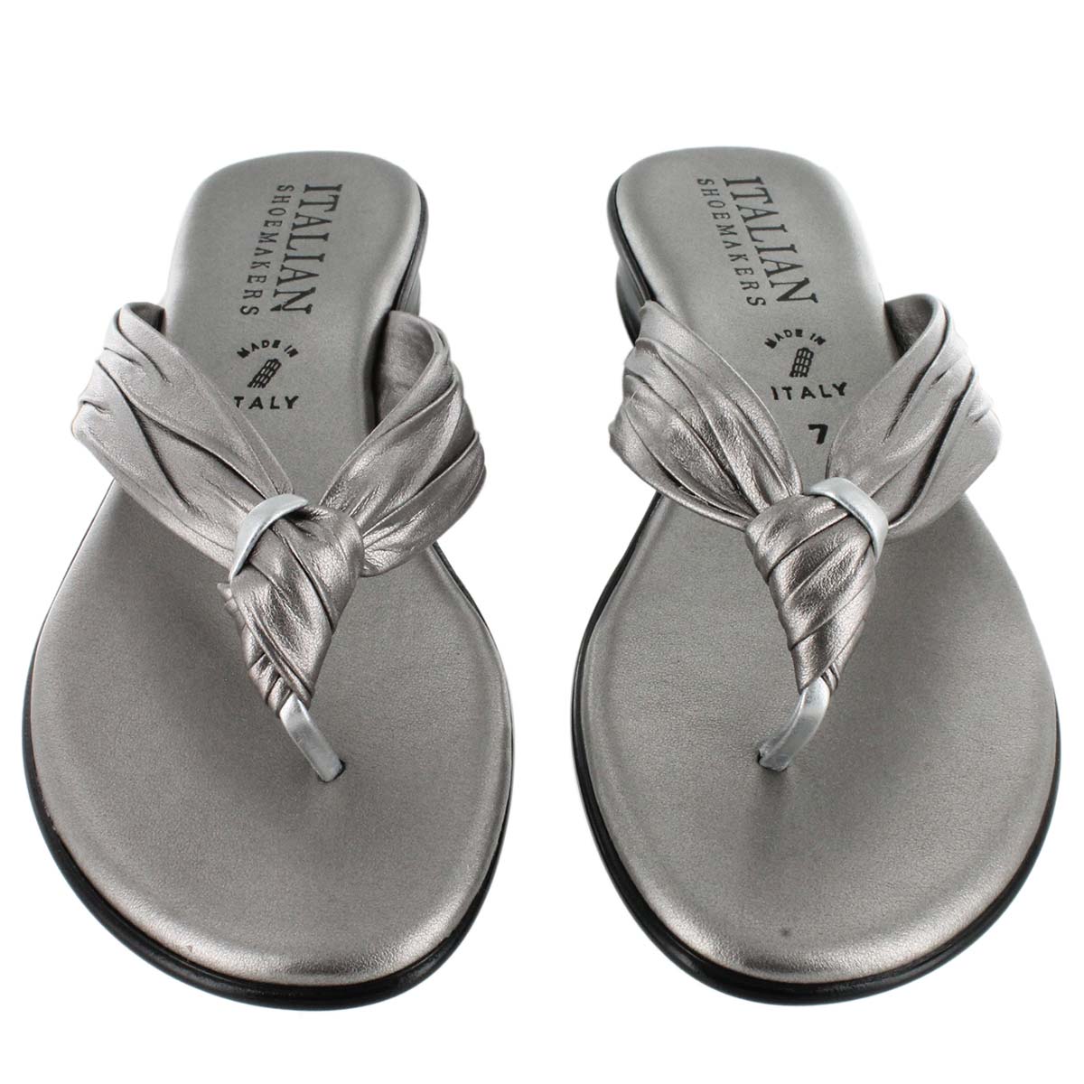 Italian Shoemakers Women's CROSS VAMP pewter thong sandals 169 PWTR