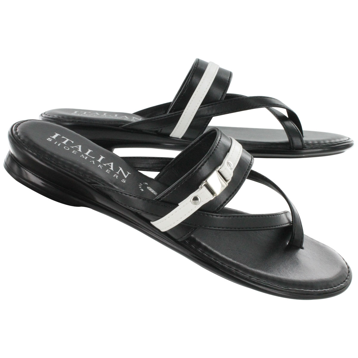 Italian Shoemakers Women's BRIDGE blackwhite toe ring casual sandals ...
