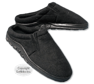 Lullabies men's black lambskin clog slipper