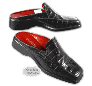 Aerosoles women's Mid Term black crocco leather dress clog