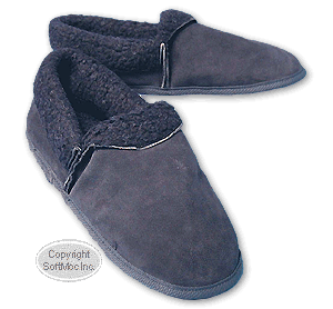 Foamtreads men's Pancake navy blue fleece fullback slippers