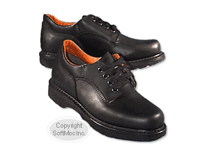 Prospector women's Biowalk Classic Walk black leather four hole walking shoe.