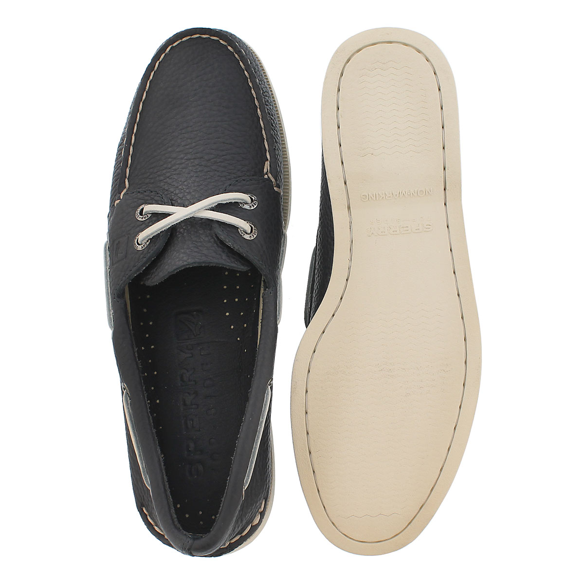 Mns A/O 2-eye navy boat shoe