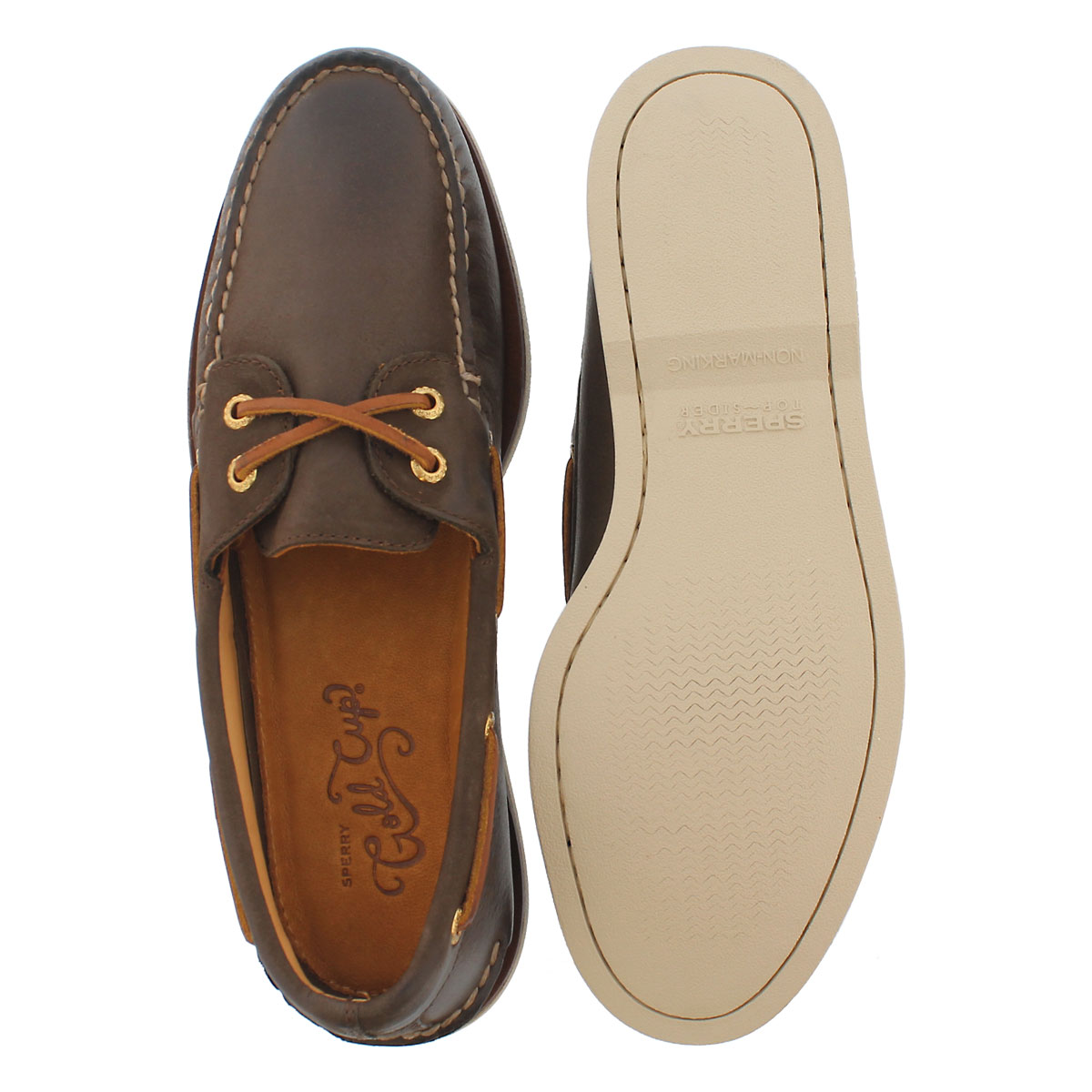 Mns Gold A/O 2-Eye brown boat shoe