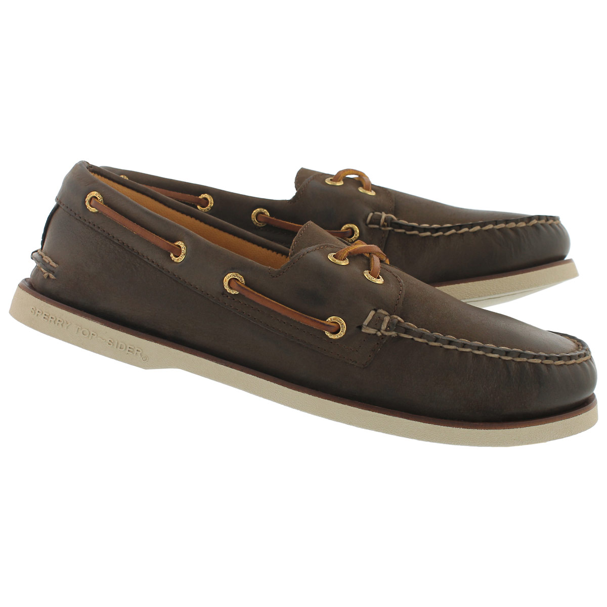 Mns Gold A/O 2-Eye brown boat shoe
