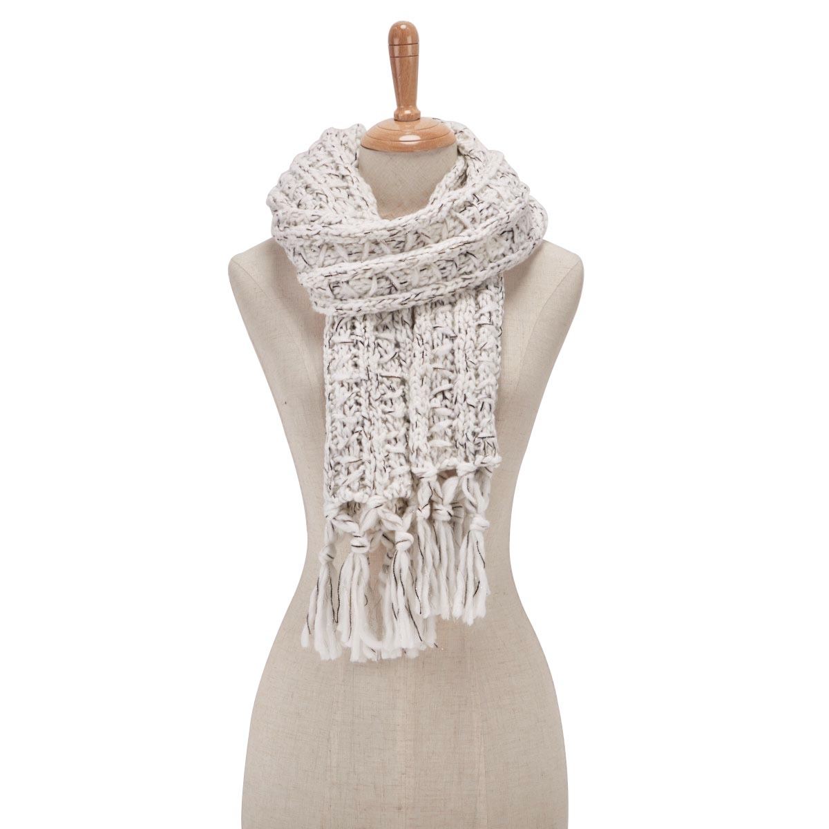 Lds Chunky Lurex ivory scarf
