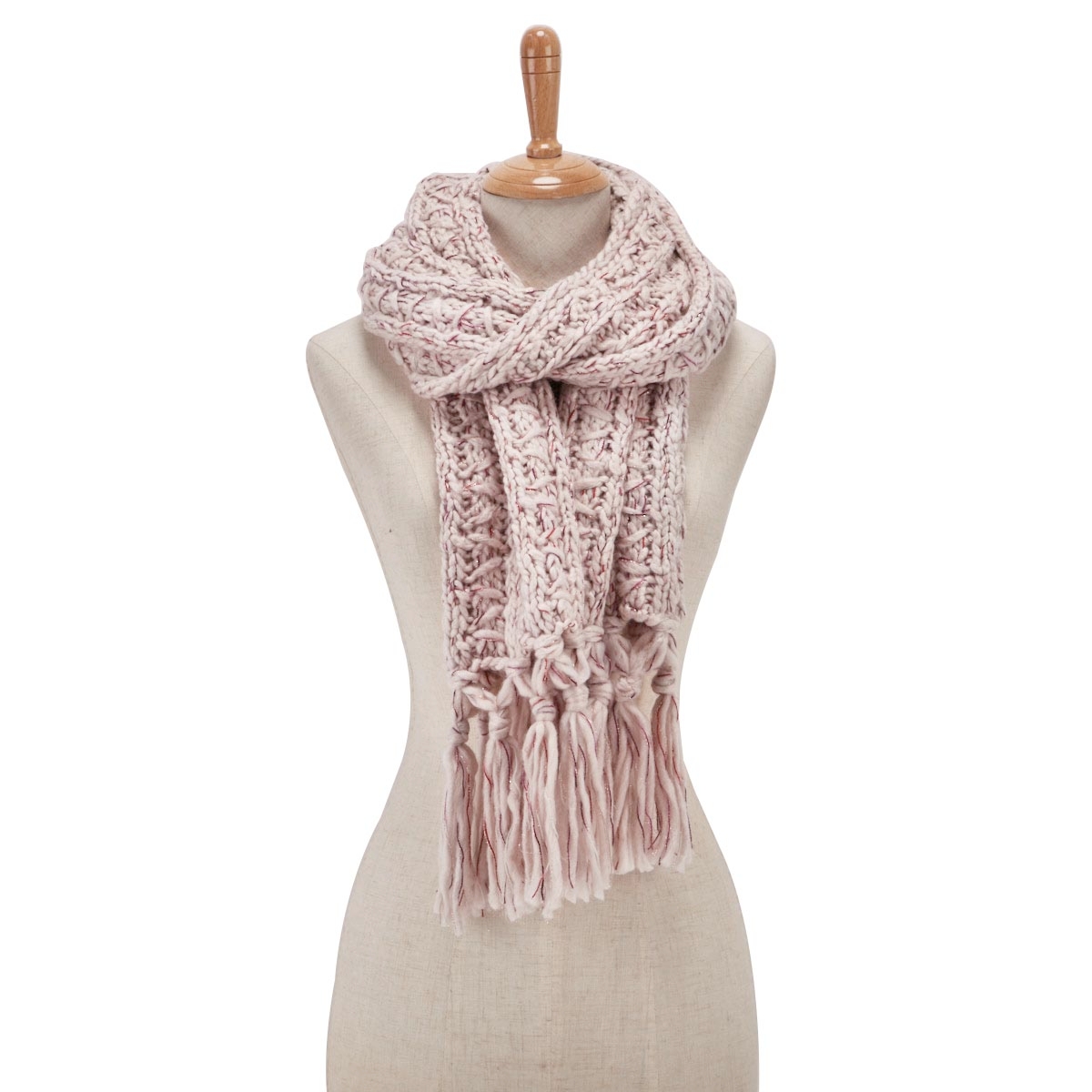Lds Chunky Lurex pale pink scarf