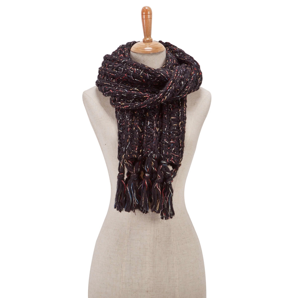 Lds Chunky Lurex black scarf