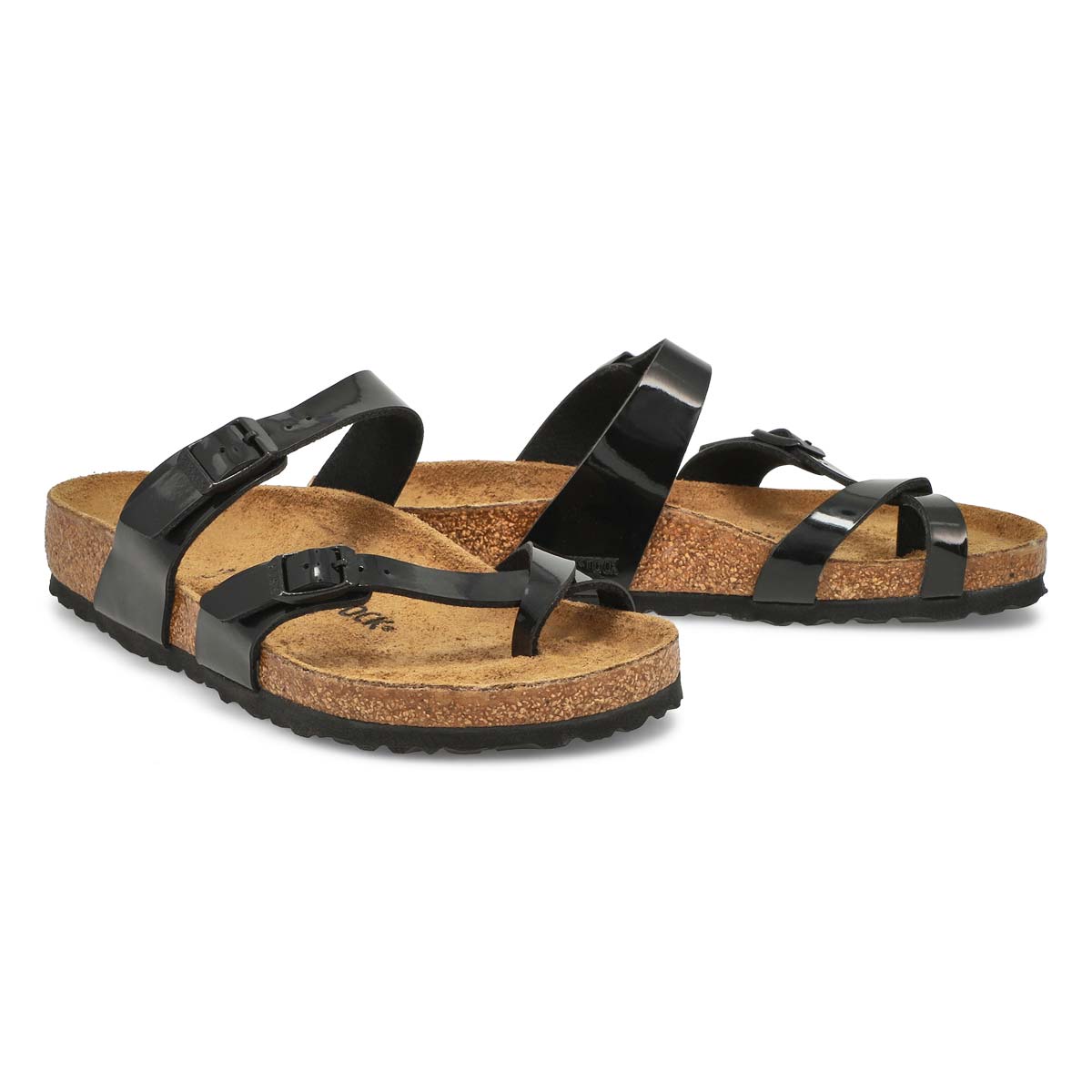Lds Mayari blk pat toe sleeve thong