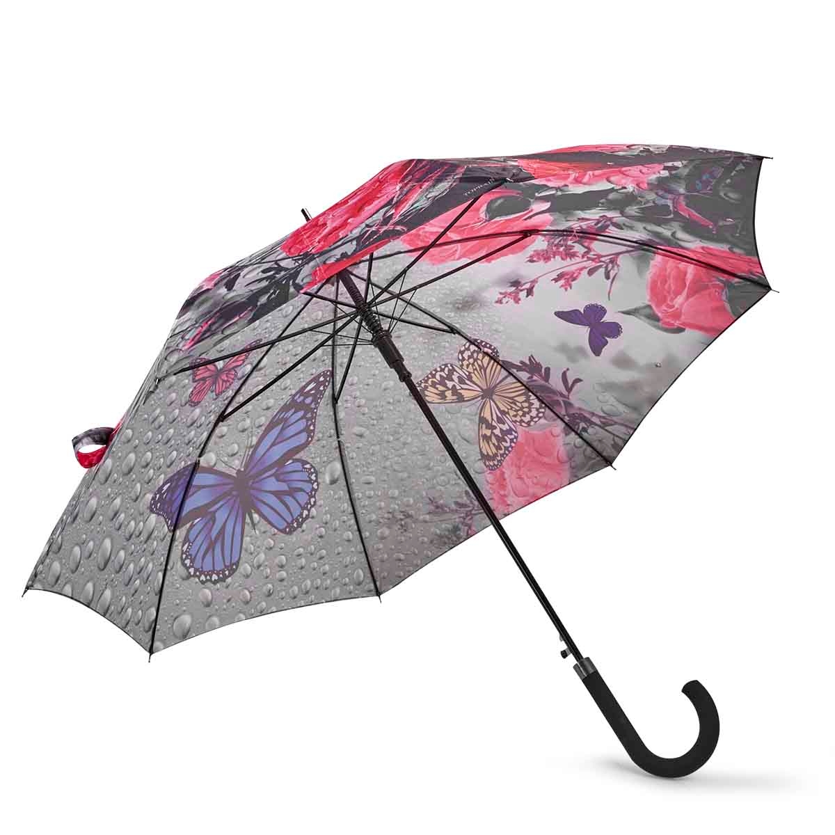 BelAmi PINK BUTTERFLY stick umbrella