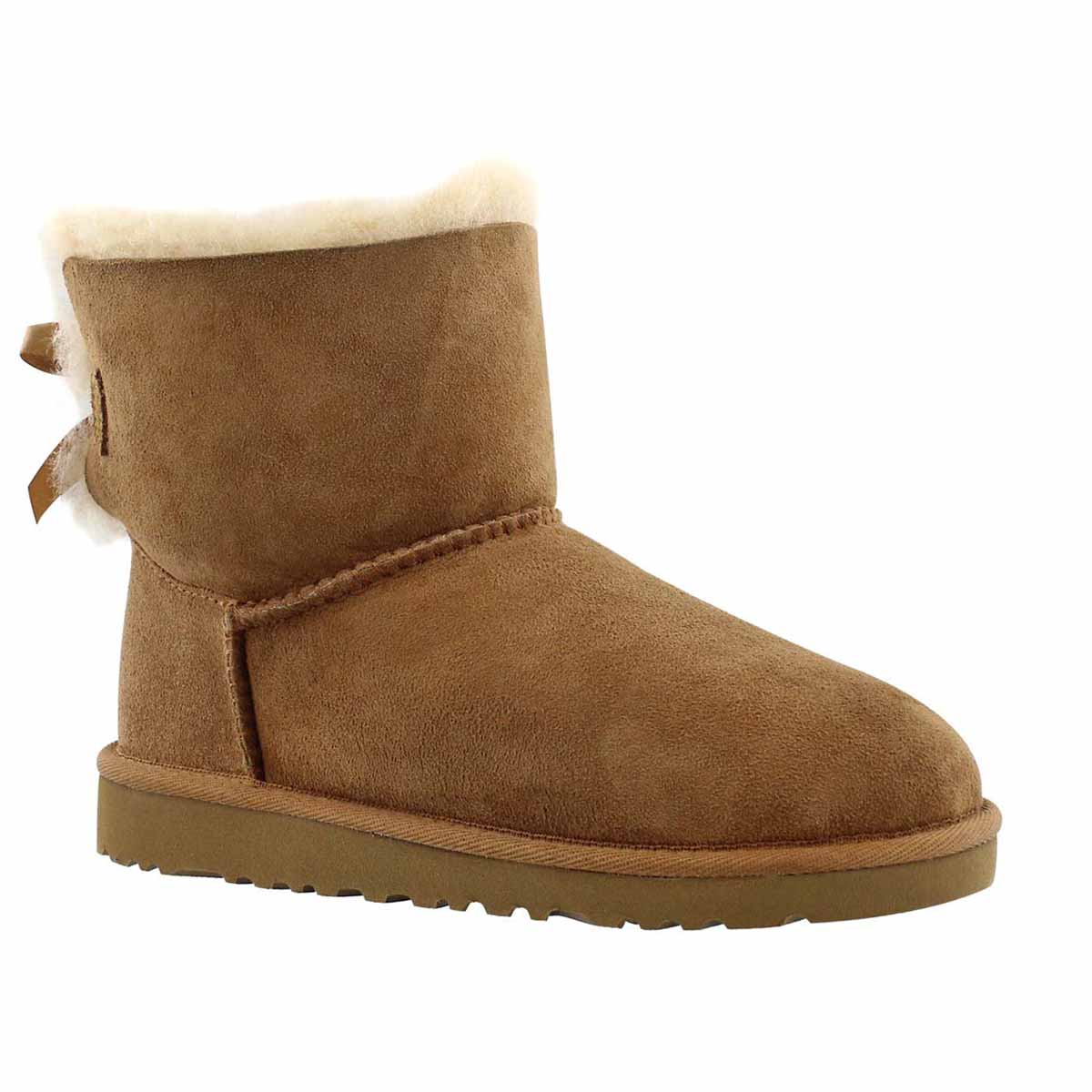 Girls' MINI BAILEY BOW chestnut sheepskin boots