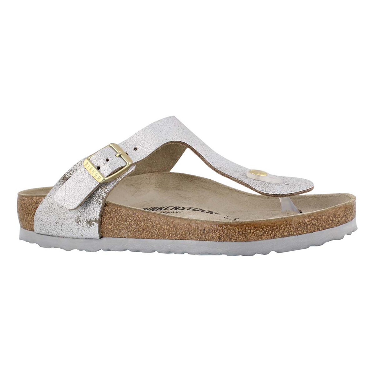 Women's GIZEH leather metallic blue/silver sandals