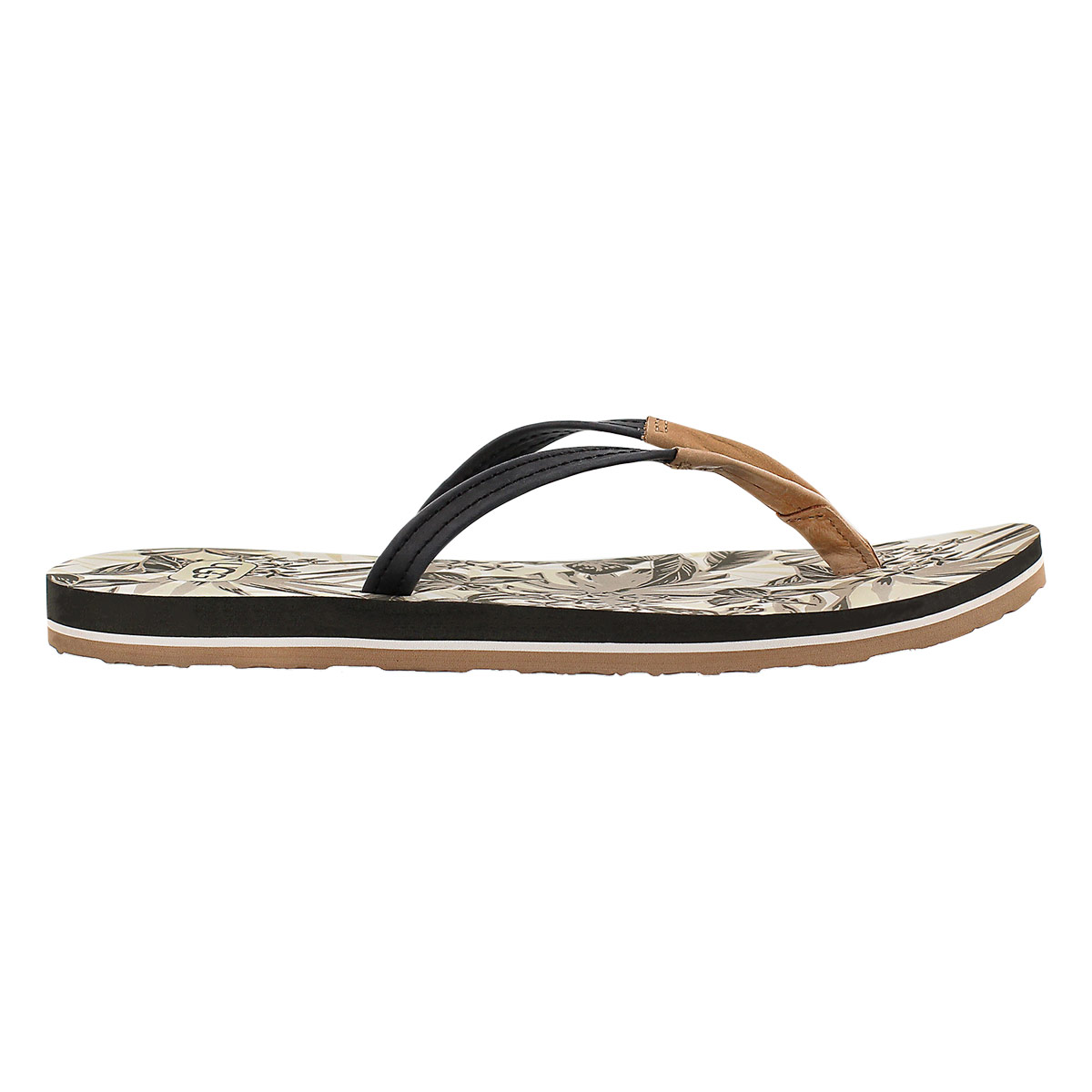 Lds Magnolia Island Floral blk flipflop