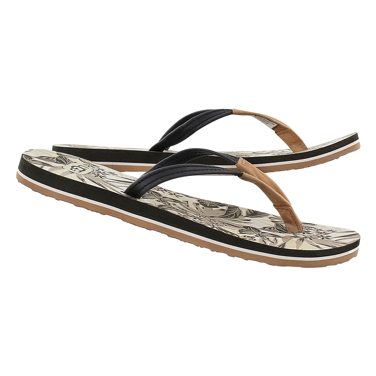 Lds Magnolia Island Floral blk flipflop