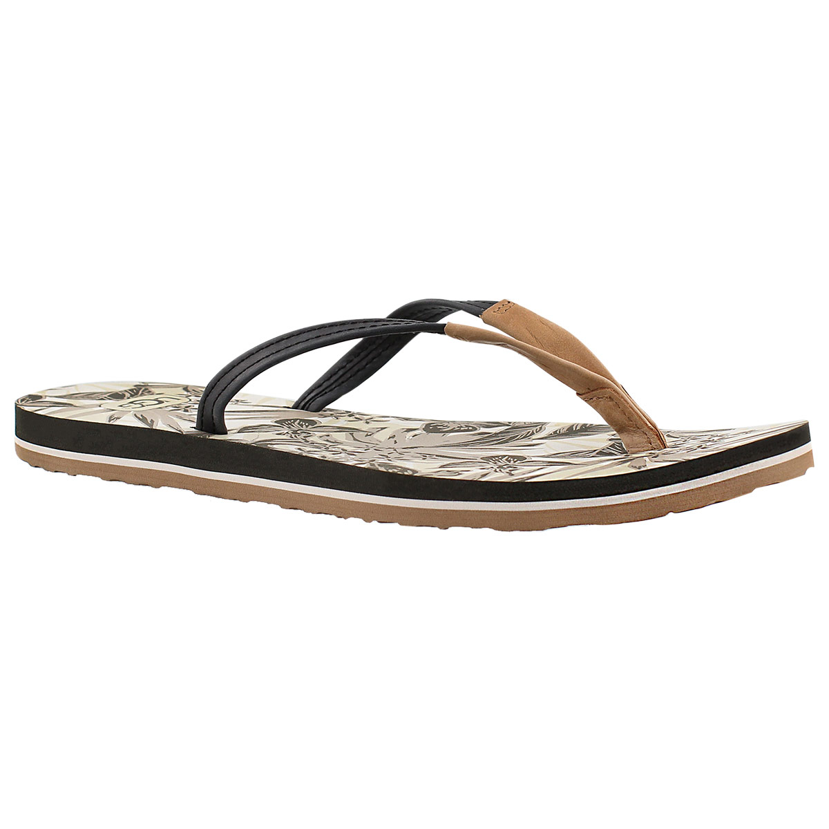 Lds Magnolia Island Floral blk flipflop