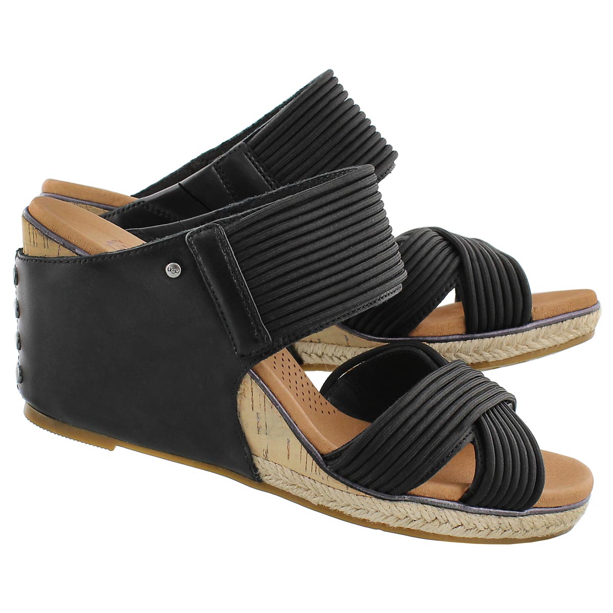 Lds Hilarie black wedge slide sandal