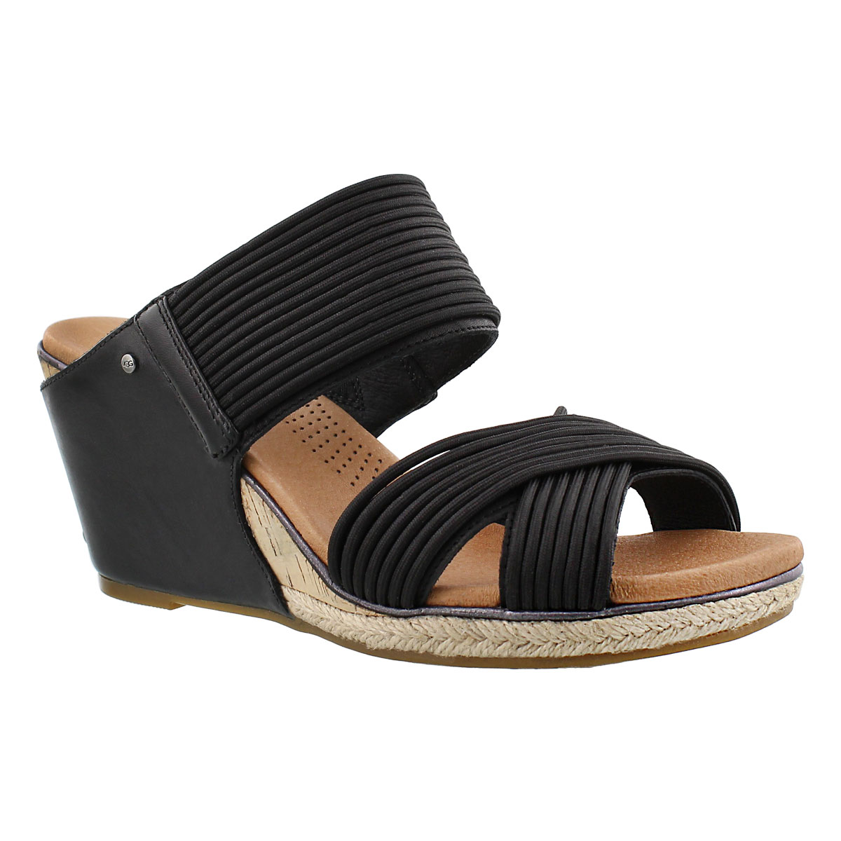 Lds Hilarie black wedge slide sandal