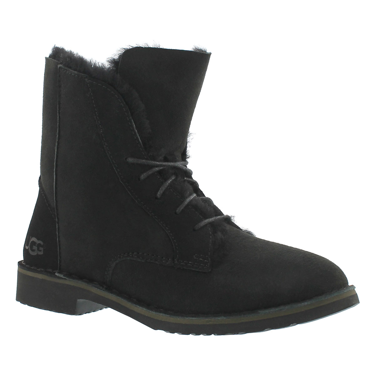 Lds Quincy black lace up sheepskin boot