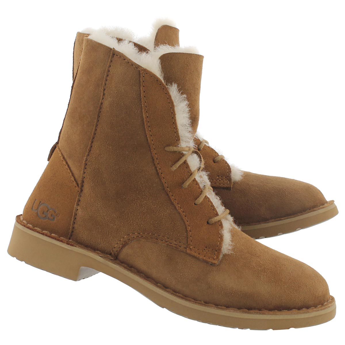 Botte lacée Quincy, mouton châtain, fem