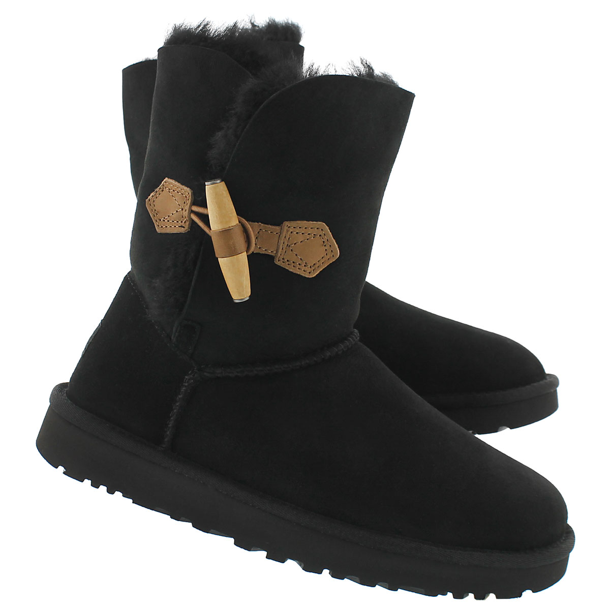 Lds Keely black sheepskin toggle boot