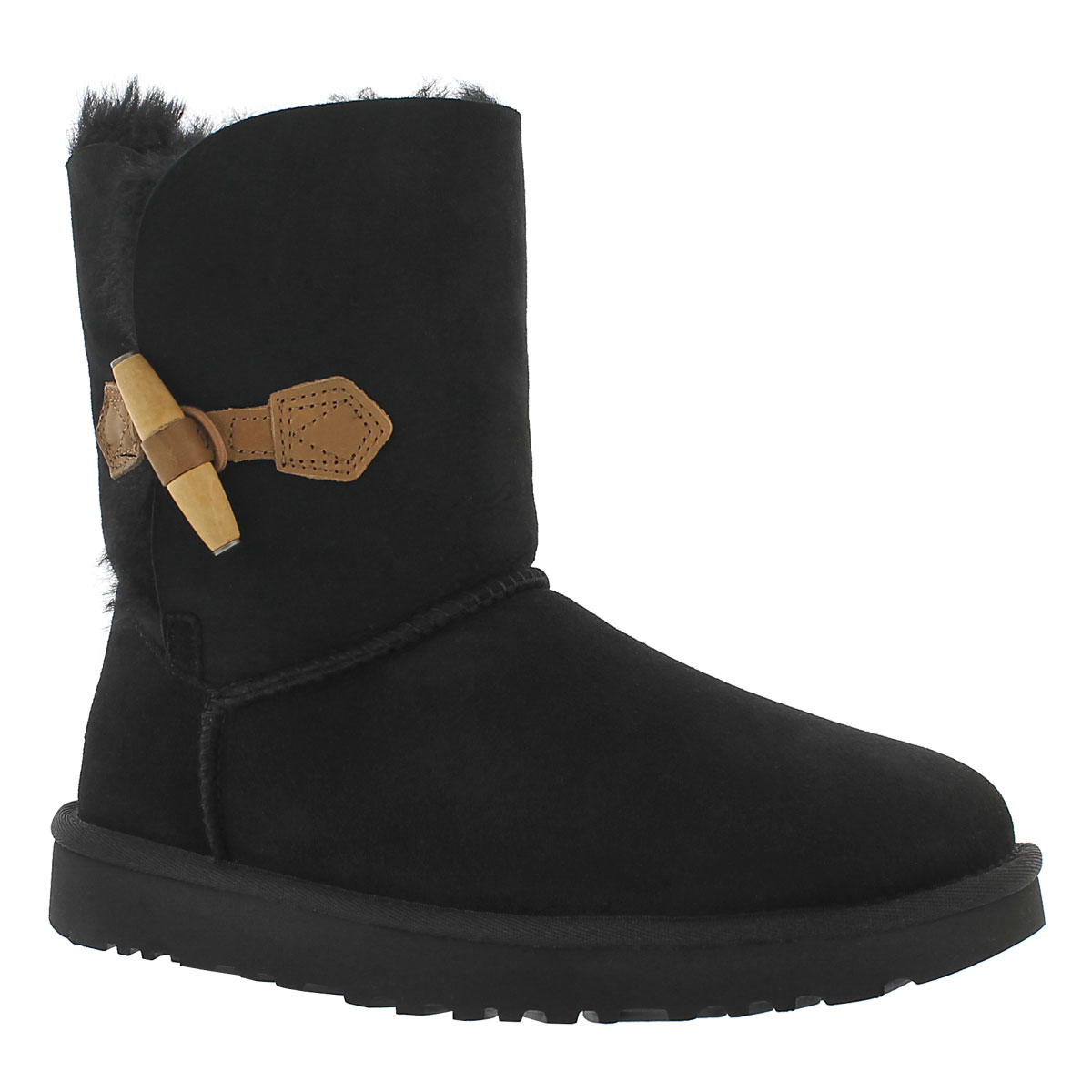 Women's KEELY black sheepskin toggle boots