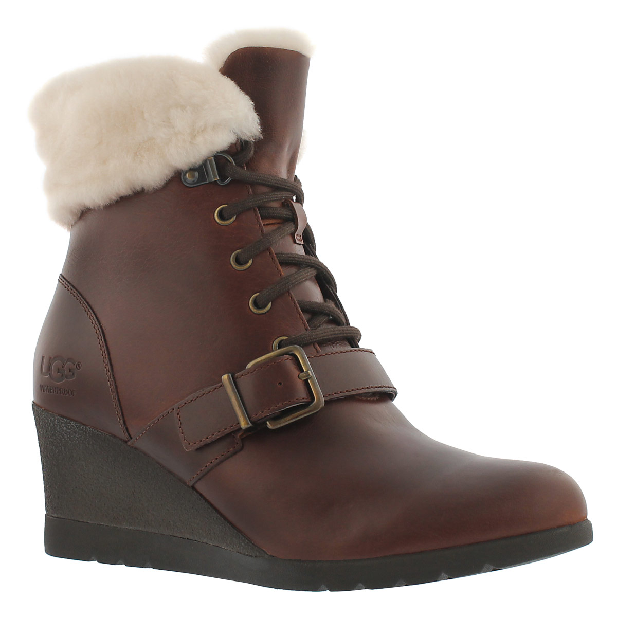 Women's JANNEY stout fur cuff wedge boots