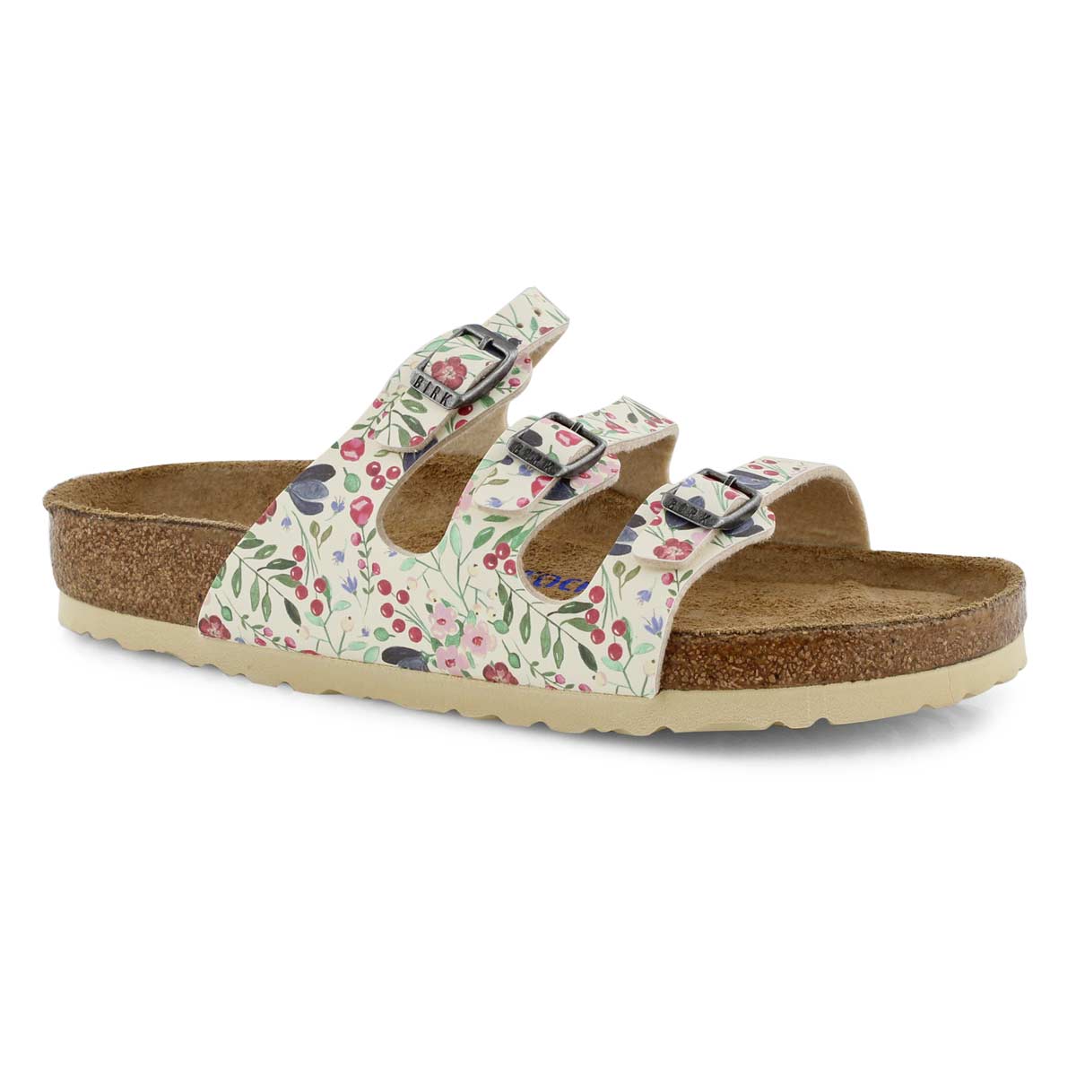 Lds Florida Soft BF bge flwr 3-strp sndl