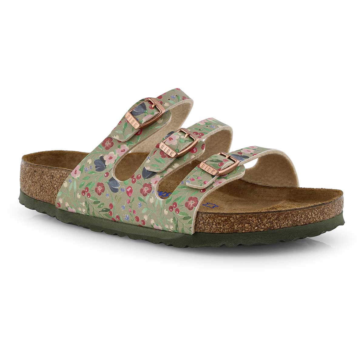 Lds Florida BF kki flwrs 3 strap sndl SF