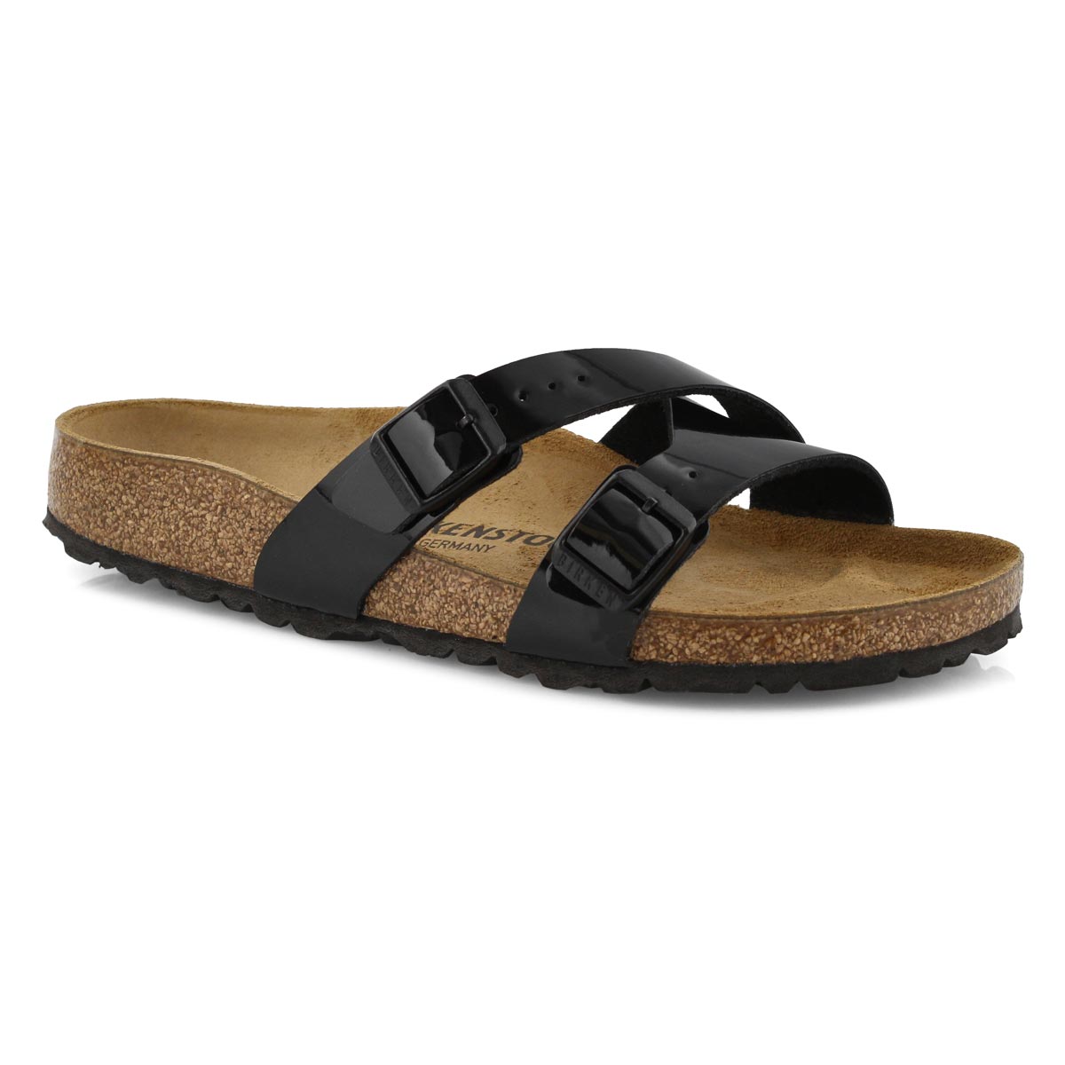 Lds Yao BF pat blk 2 stap sandal-Narrow