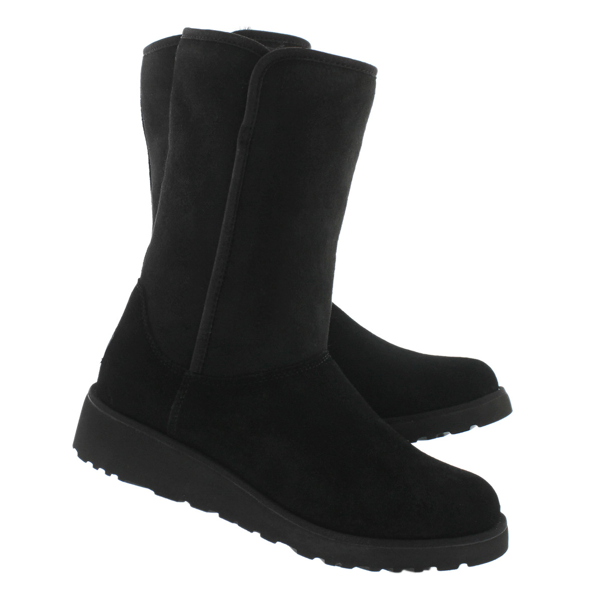 Lds Amie black wedge tall sheepskin boot