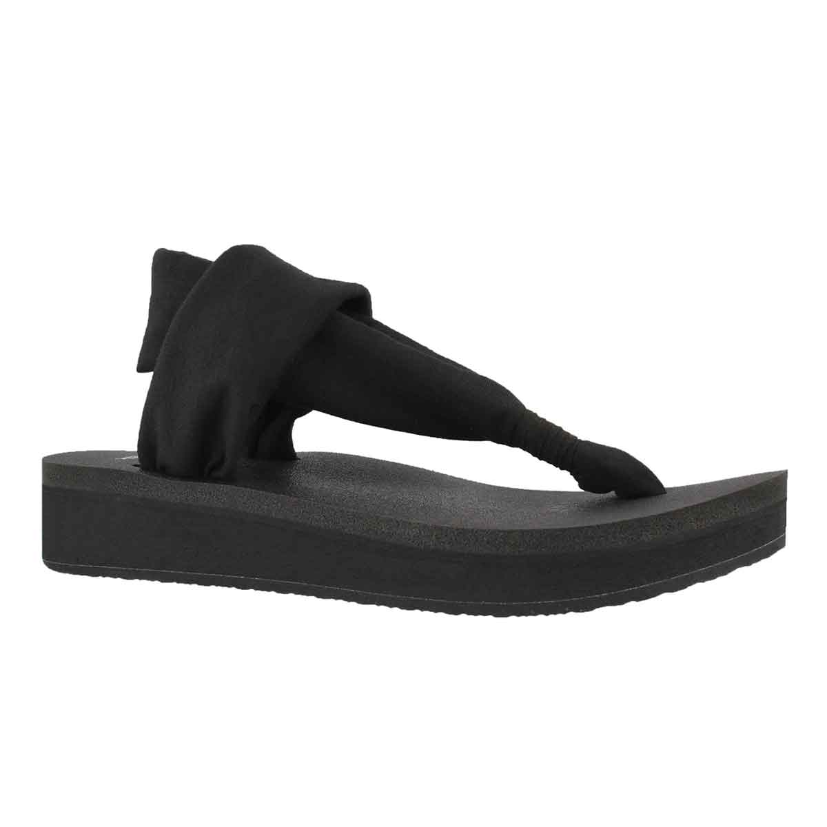 Lds Yoga Sling black thong wedge sandal