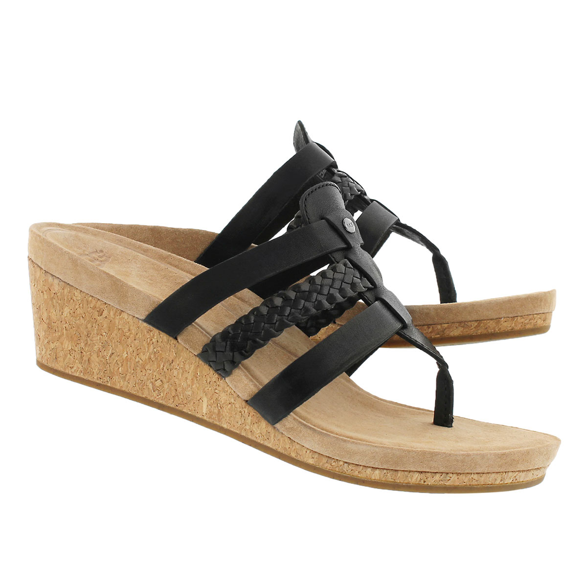 Lds Maddie blk wedge thong sandal