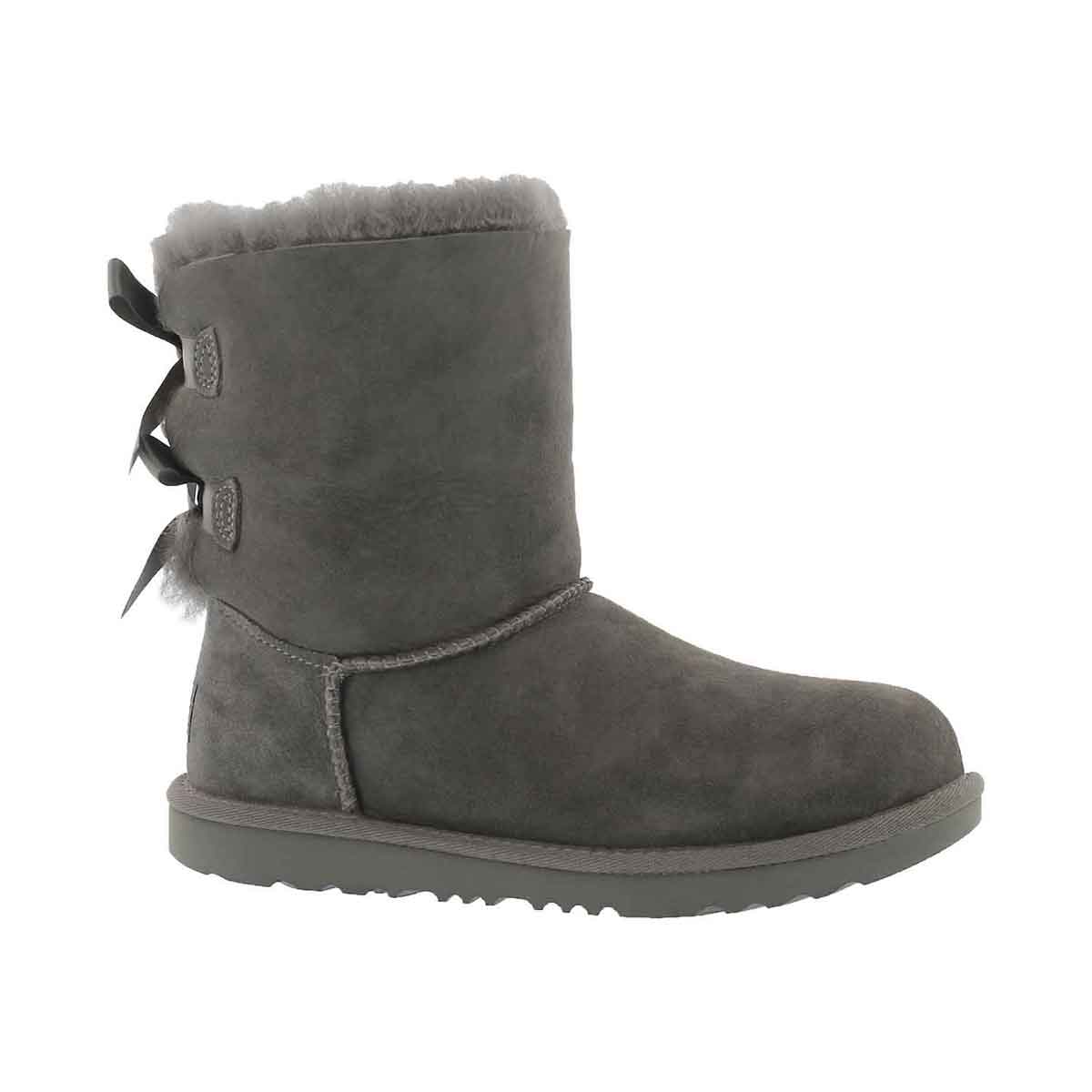 Grls Bailey Bow II grey sheepskin boot