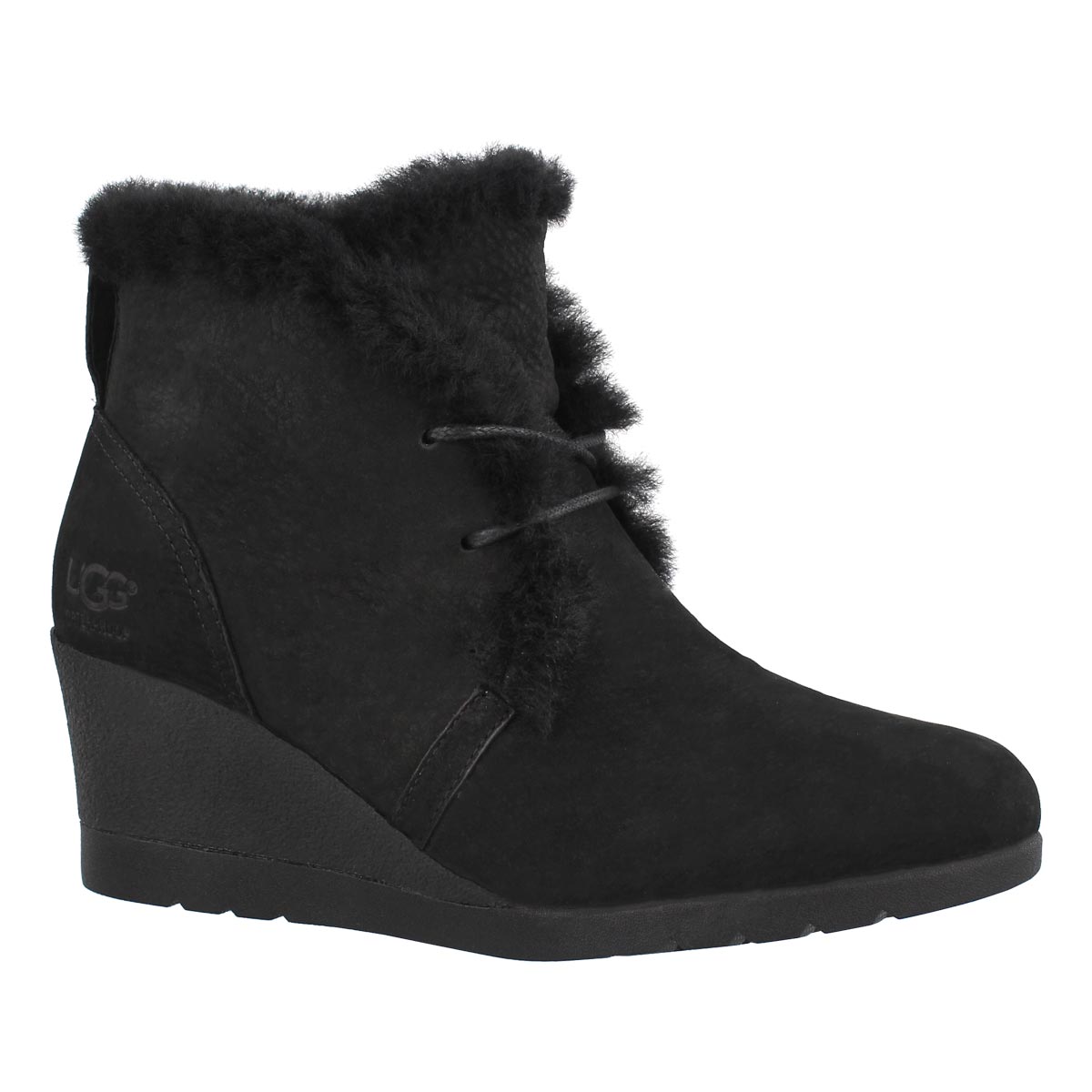 Lds Jeovana black laceup wtpf wedge boot