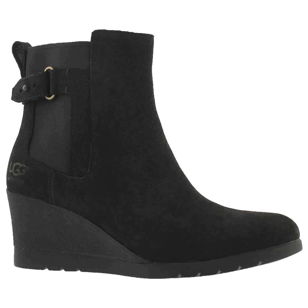 Women's INDRA black waterproof wedge ankle boots