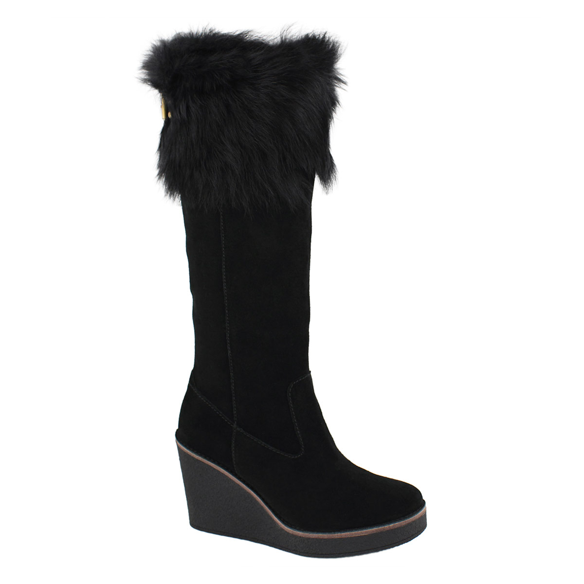 Lds Valberg black knee high wedge boot