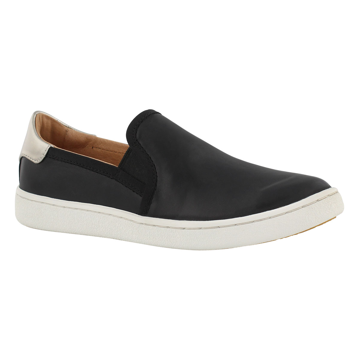Lds Cas black lthr casual slip on shoe