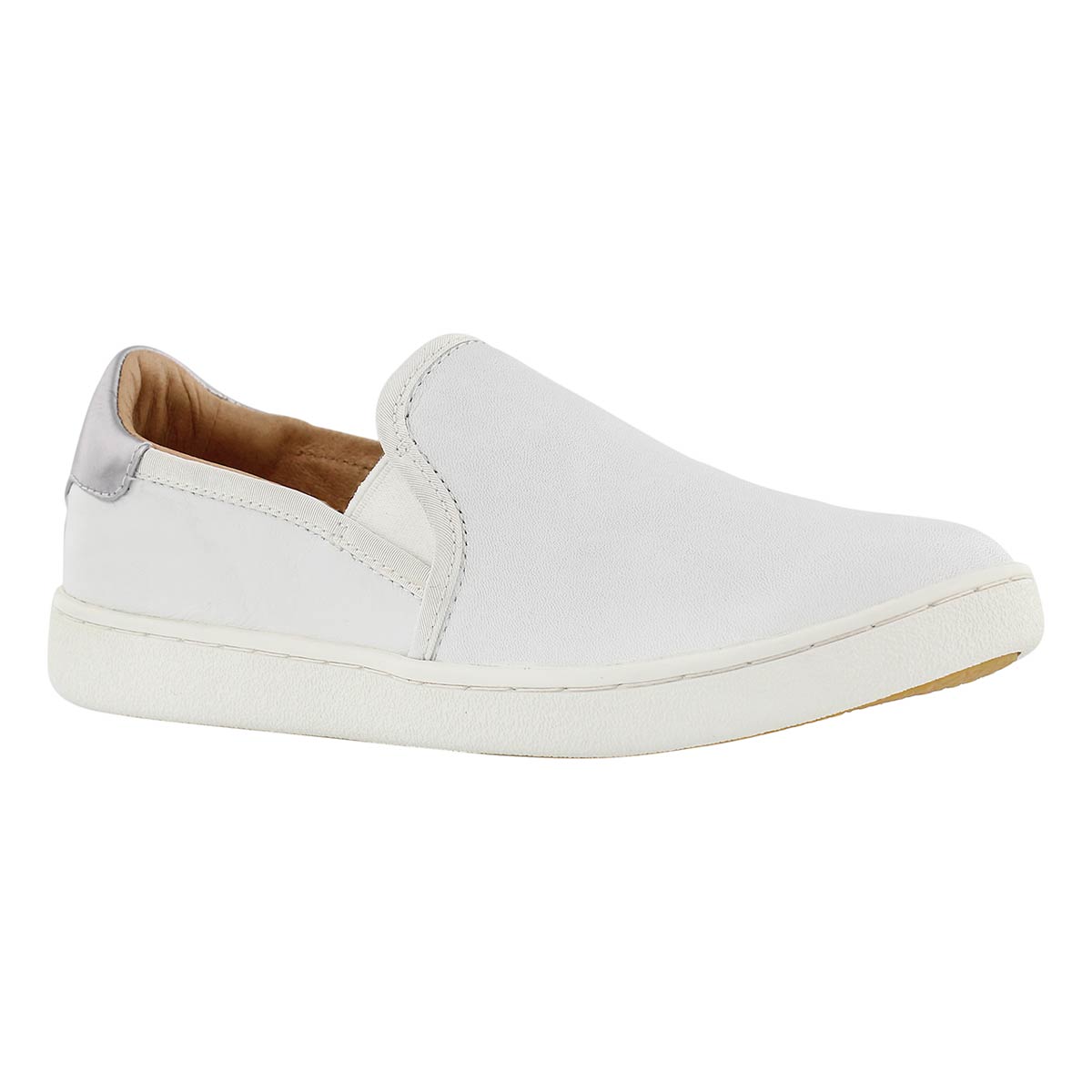 Lds Cas white lthr casual slip on shoe