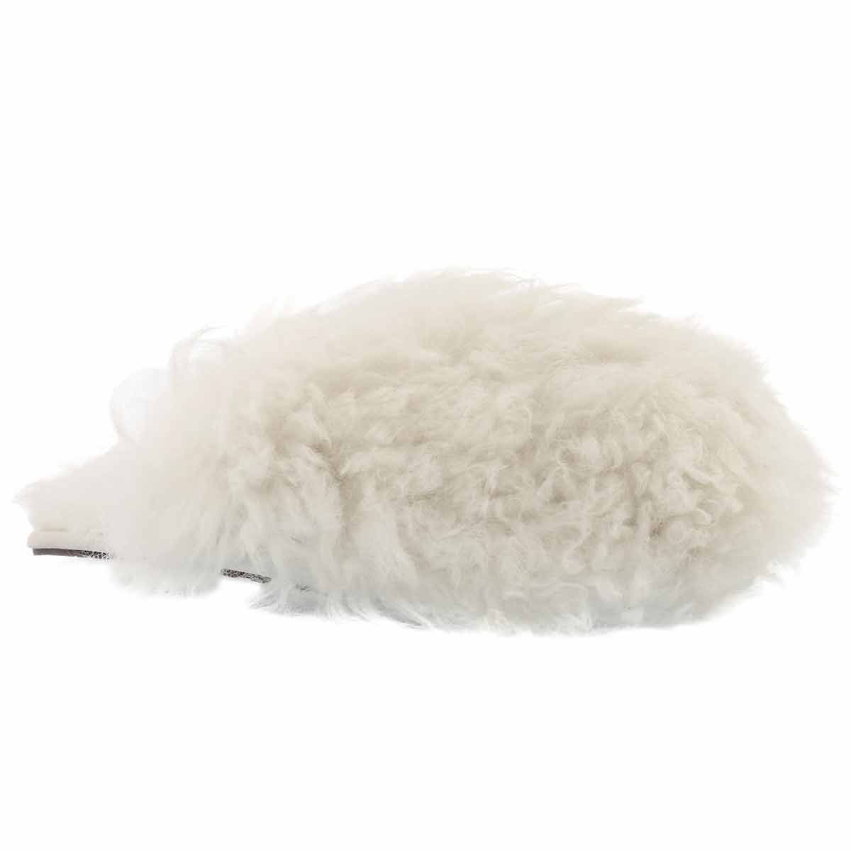 Women's FLUFF MOMMA MONGOLIAN white clogs