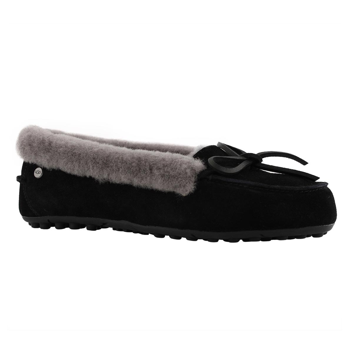 Lds Solana blk shpskn collar moccasin