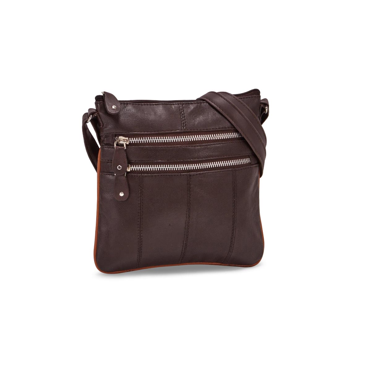 Lds brn sheep leather cross body bag
