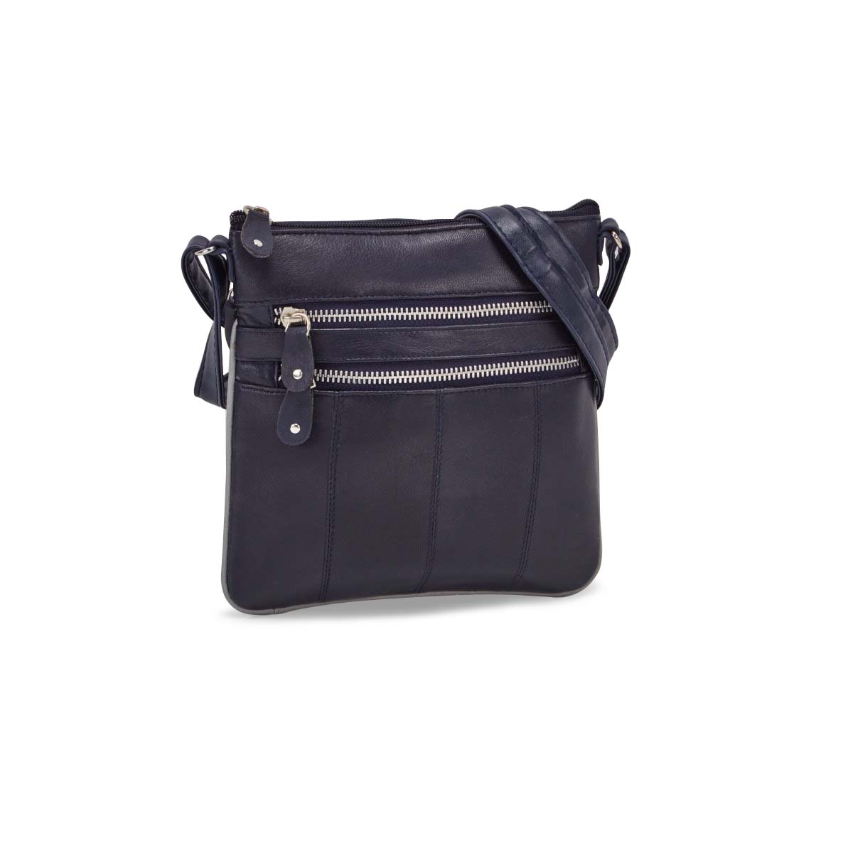 Lds navy sheep leather cross body bag