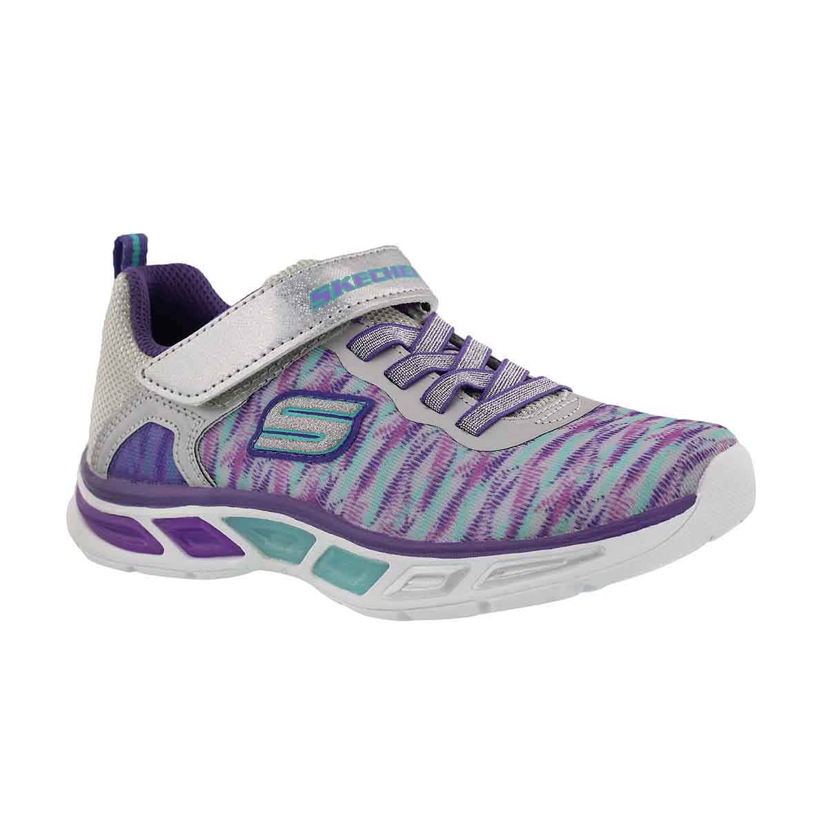 Girls' LITEBEAMS silver/purple light up sneakers
