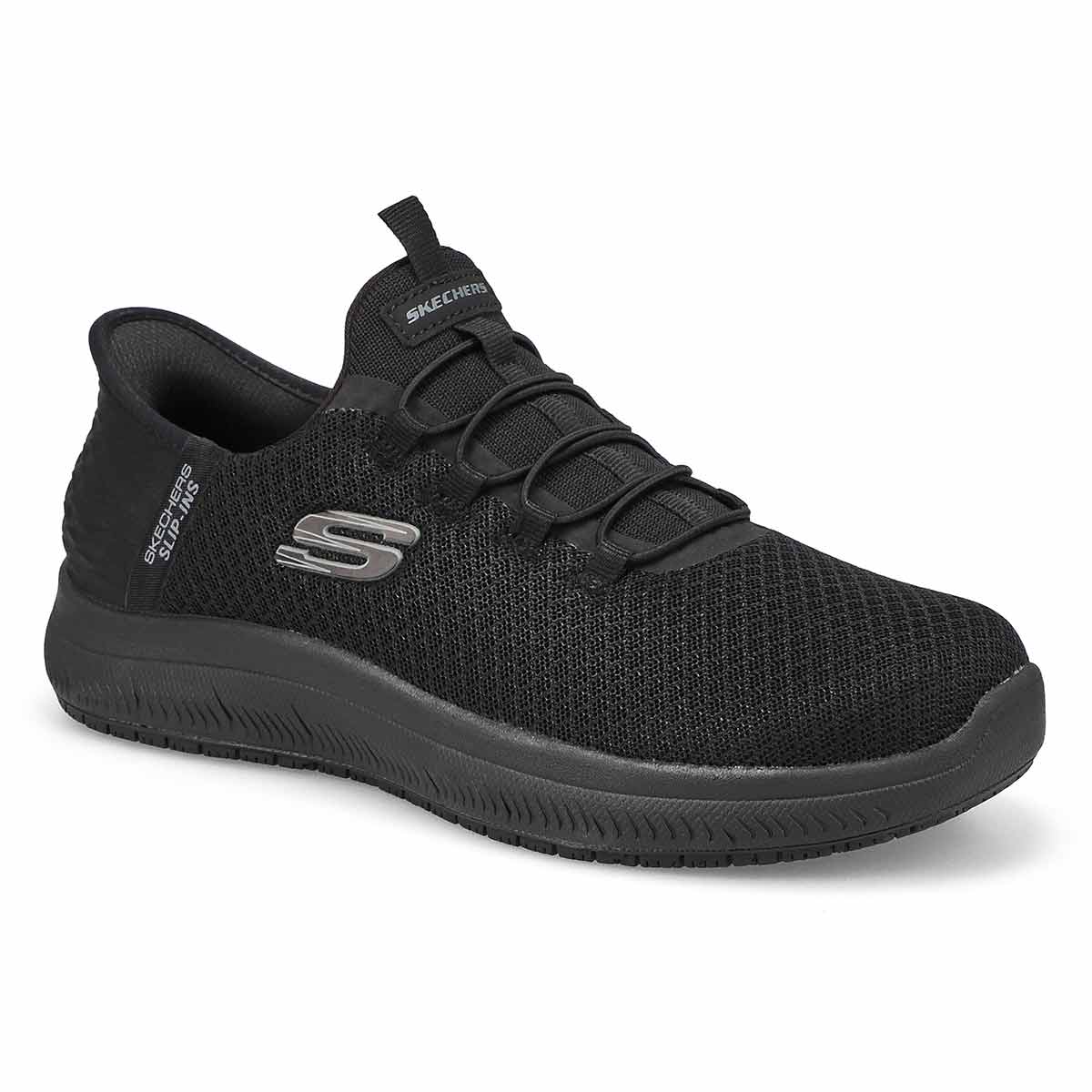 Womens Summits Slip Resistant Slip-Ins Wide Sneaker - Black