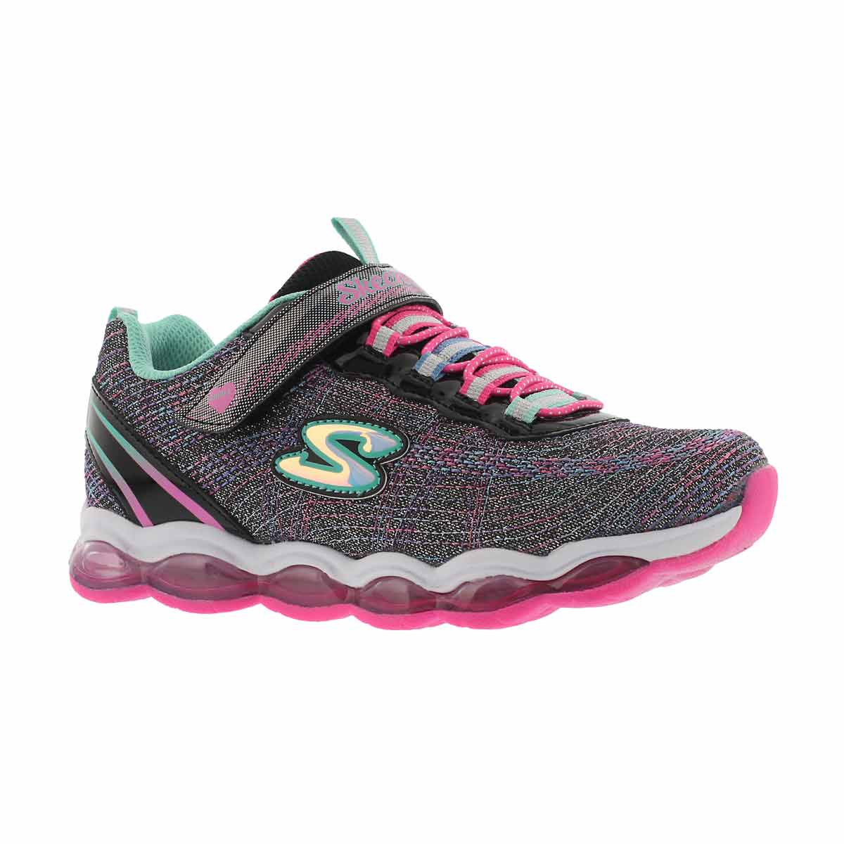 Girls' GLIMMER LIGHTS bk/mlt light up sneakers
