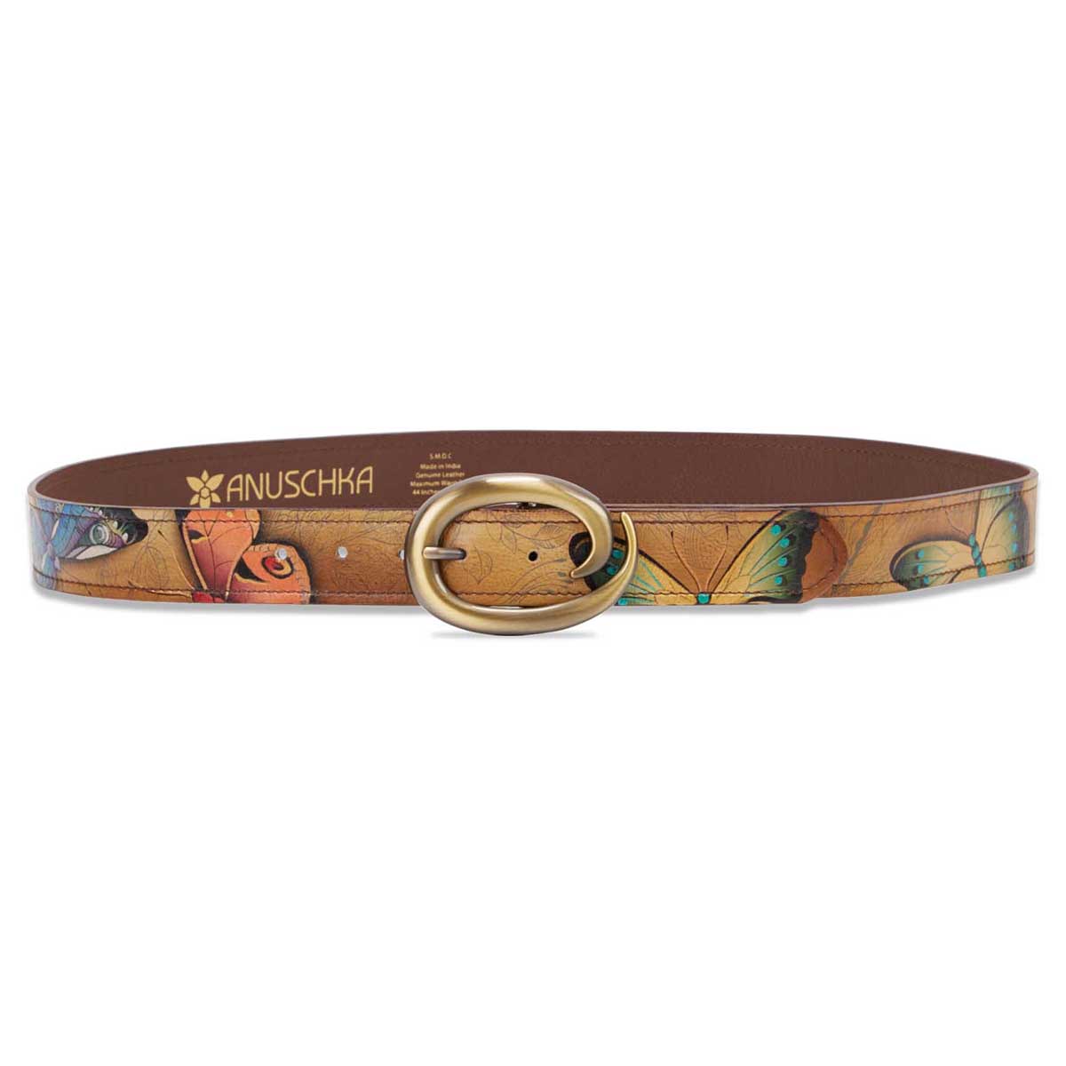 Painted lthr Earth Song adjustable belt