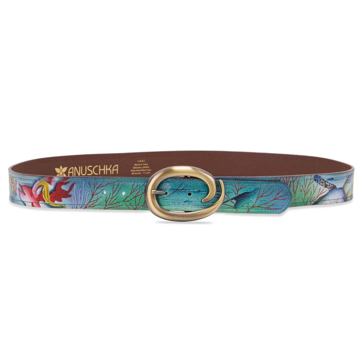 Painted lthr Ocean Treasures adj belt
