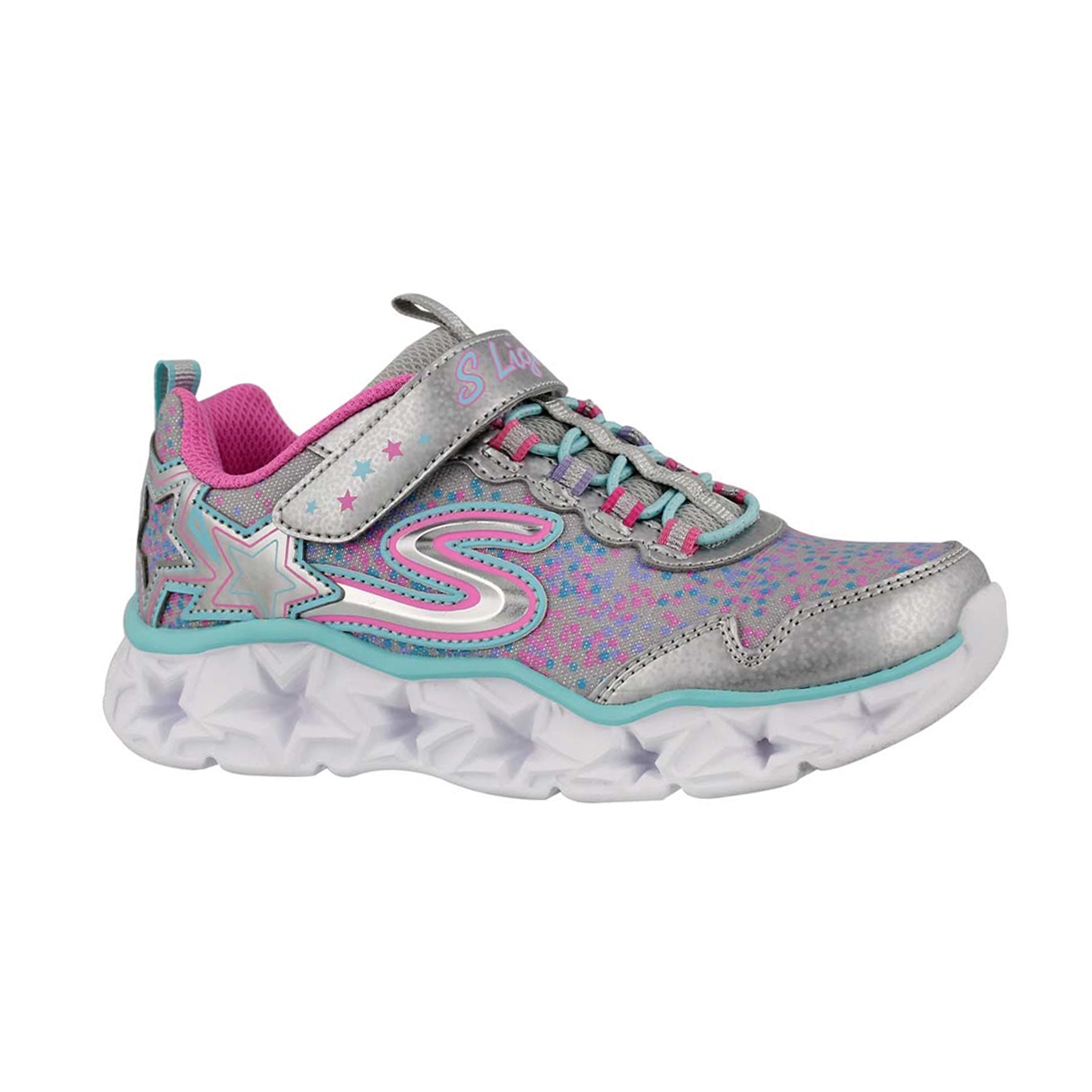 Grls Galaxy Lights slv/mlt light up snkr