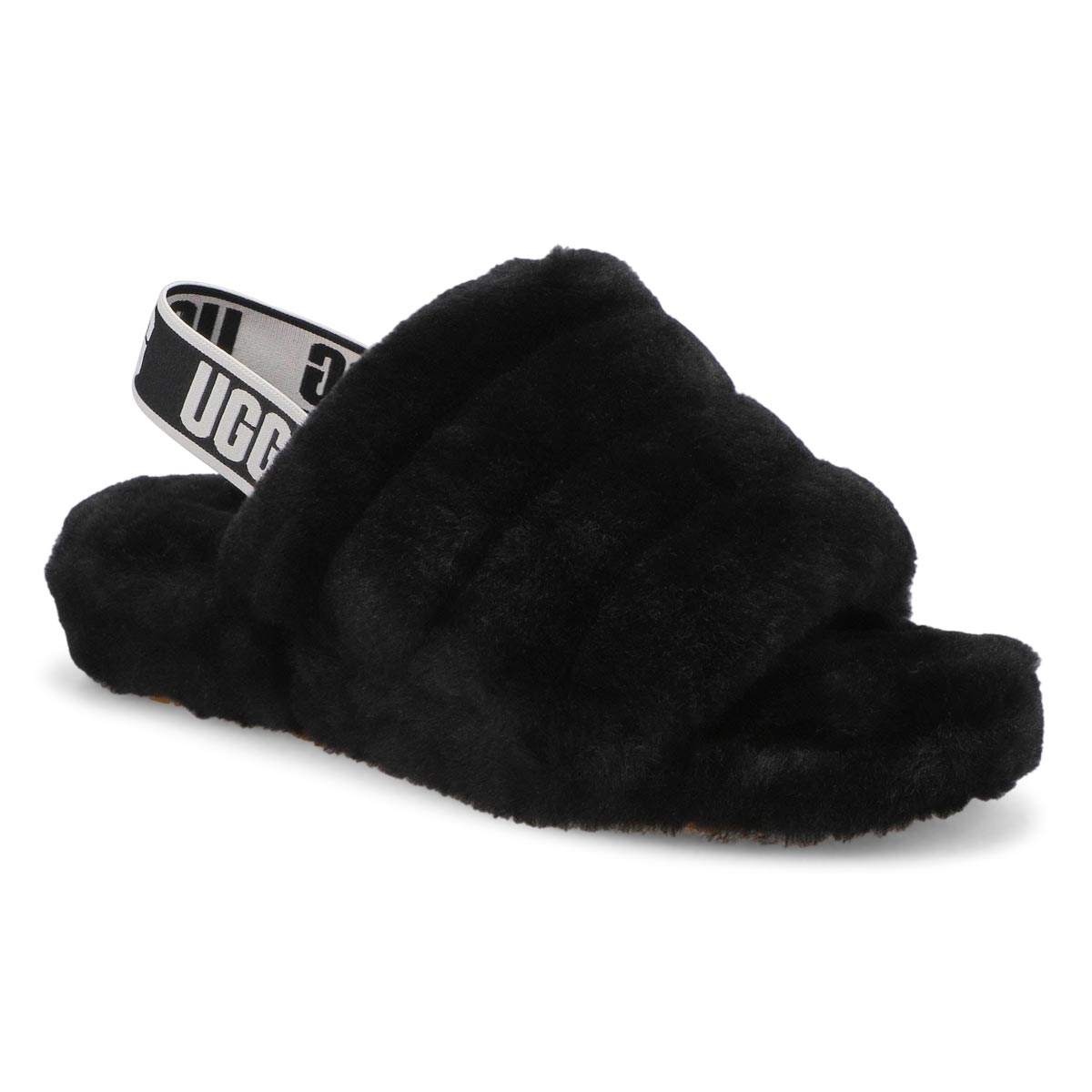 Lds Fluff Yeah black sheepskin slipper